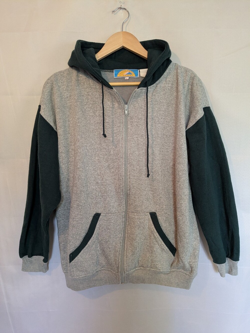 Vintage 90s Pacific Coast Highway PCH Two Tone Full Zip Hoodie Green Grey L